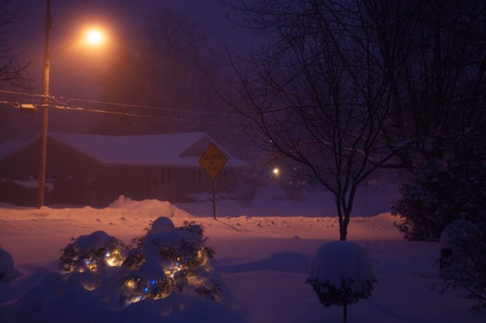 nighttime snow